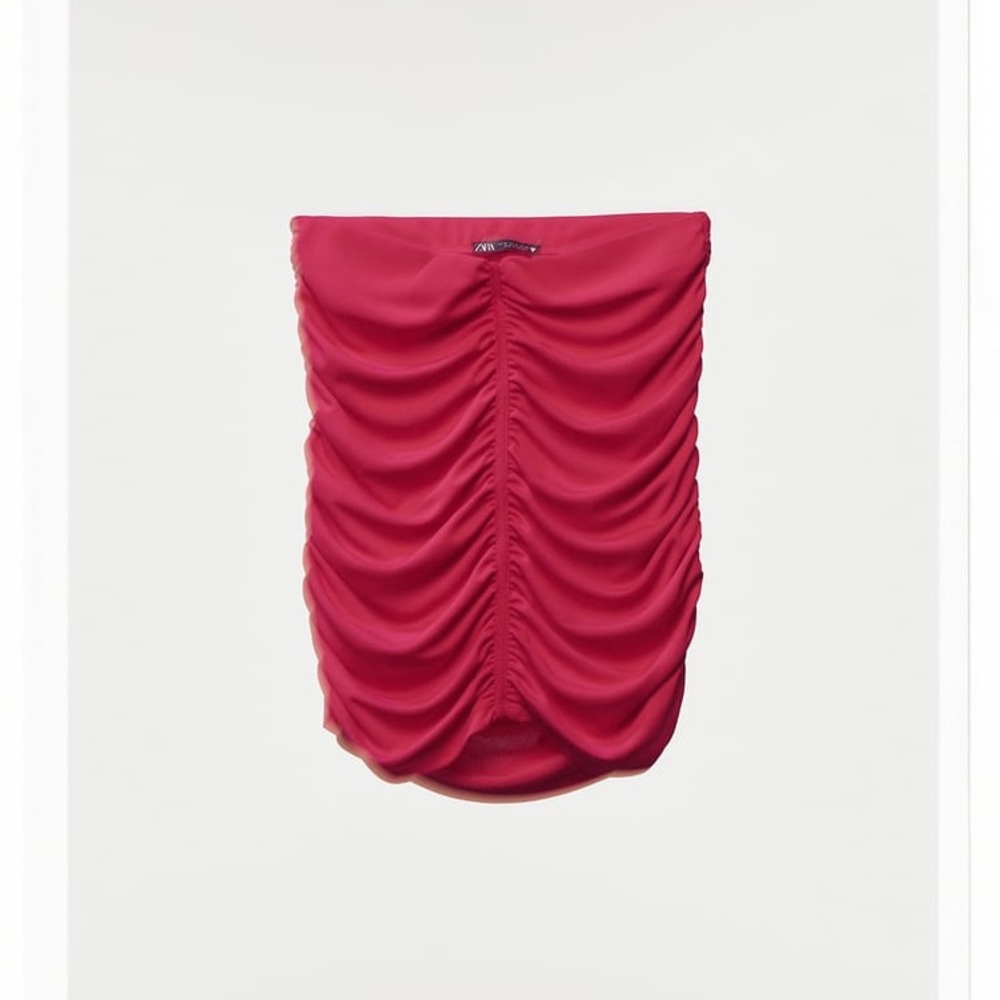 NWT Zara PINK gathered skirt